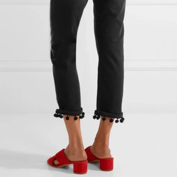 Current/Elliot The Cropped Straight Pom Pom jeans